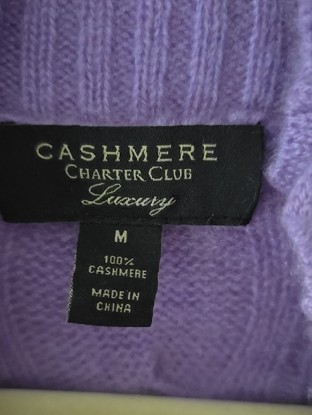 Charter Club Lavender Cable-Knit Mock Neck Sweater with Button-Shoulder Cashmere - Picture 4 of 5